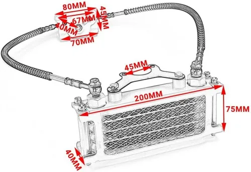 Vista 3 de Kit de enfriador de aceite de motocicleta Radiador de enfriamiento universal para CRF XR KLX 50 70 90 110 125 140cc SSR Taotao Coolster Kayo Dirt