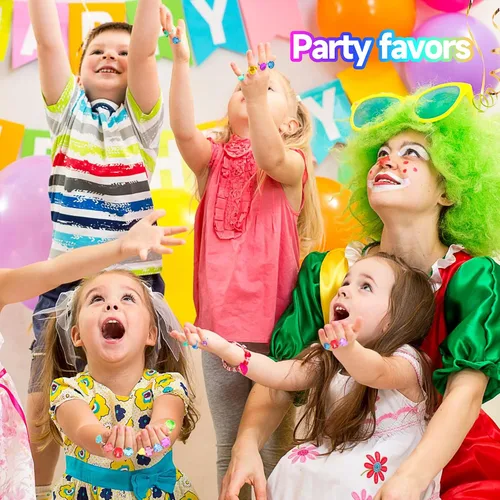 Vista 7 de 100 anillos de gemas para niños, juguetes a granel, anillos de diamantes para fiestas para niños y niñas, accesorios de vestir coloridos