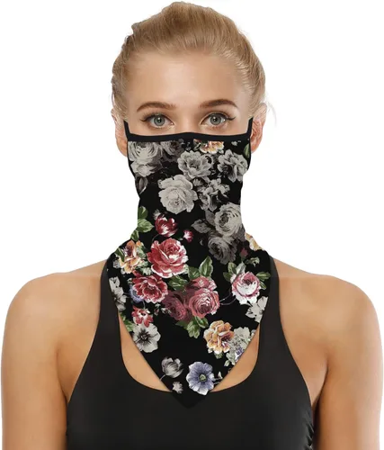 Vista 10 de YAYOUREL Polaina para el cuello, bandanas para hombres y mujeres, cubierta de bufanda para la cara con rayos UV, con agujero para las orejas