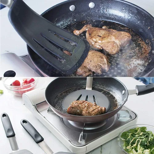 Vista 5 de Espátula flexible de silicona - Espátula de pescado-600ºF Resistente al calor-Espátula de cocina de goma (Larga)