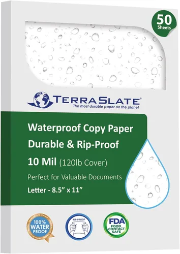Vista 8 de TerraSlate Premium - Papel impermeable para lluvia, clima, 10 mil, 8.5 x 11 pulgadas, blanco, papel de impresora duradero (25 hojas)