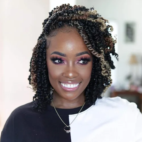 Vista 21 de TOYOTRESS Tiana Passion Twist Hair – 6 pulgadas, 2 piezas de trenzas de ganchillo pretrenzadas color negro natural, extensiones de cabello sintético