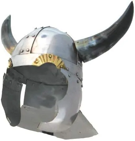 Vista 5 de RedSkyTrader Casco vikingo con cuernos para hombre, talla única, color plateado, ACERO