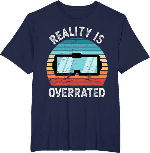 Vista 14 de Reality is Overrated VR - Camiseta divertida de regalo de realidad virtual, Negro, S