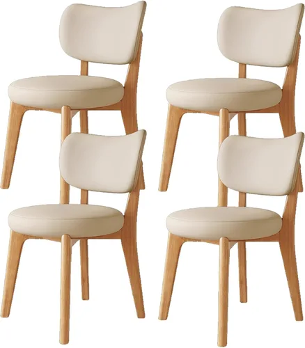 Vista 39 de Juego de sillas de comedor de madera de 1/2/4, sillas de cocina con respaldo curvo, silla de vestíbulo, silla de comedor tapizada, silla de comedor