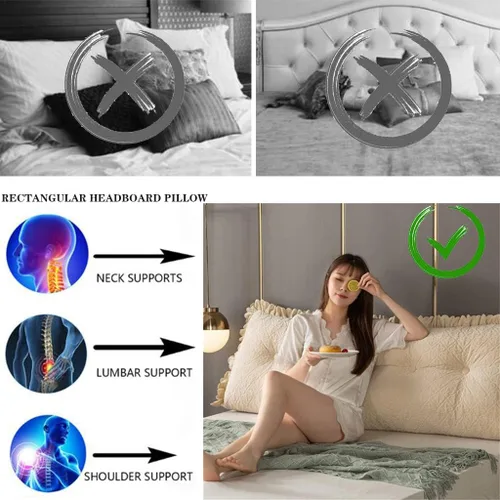 Vista 4 de Almohada triangular suave para cama de lectura, sofá cama, respaldo de apoyo, soporte de posicionamiento de cuña, almohada extraíble para cama Beige