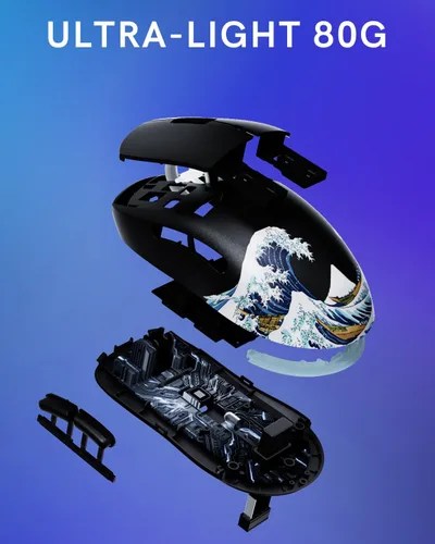Vista 9 de G57 - Mouse inalámbrico para juegos, 8000 DPI, 2.82 oz, 2.4G/Bluetooth/USB-C, recargable con 5 botones programables para PC/Mac, color negro