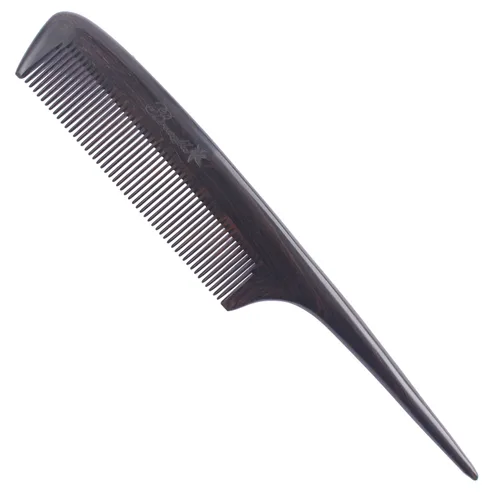 Vista 16 de Breezelike Peines para el cabello – Peine de cola de madera de dientes finos – Peine de madera de corazón morado sin estática con dientes de cuerno