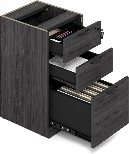 Vista 7 de Furinno Roger 60 Inch Executive Desk with File Cabinet, Home Office Desk with 3-Drawer Fixed Pedestal Filing Cabinet, Desk Cord Grommet, for Home