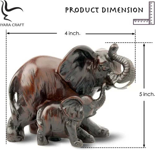 Vista 3 de IYARA CRAFT - Estatua de elefante de resina - Familia de vida silvestre decorativa con madre y bebé para realismo 3D clásico. Ideal para sala