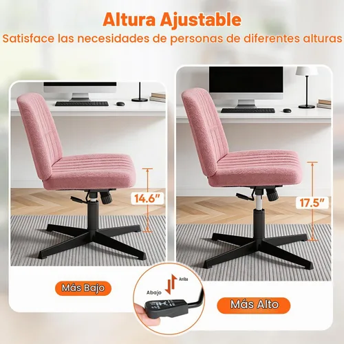 Vista 6 de PayLessHere Silla cruzada sin ruedas Rosa Silla de escritorio sin