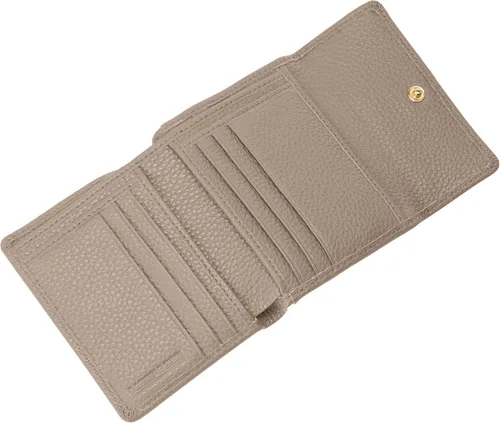 Vista 3 de Dooney & Bourke Billetera, billetera pequeña con solapa para tarjetas de crédito, color gris pardo, gris topo, Cartera pequeña para tarjetas