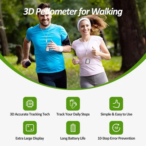 Vista 2 de 3D Pedometer for Walking, Simple Step Counter for Walking with Removable Clip and Lanyard, Accurate Pedometers for Steps, Step Tracker with Large