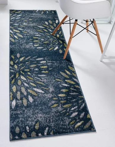 Vista 22 de Unique Loom Sumter Collection - Alfombra Rhett (2 pies x 6 pies, gris/azul marino)