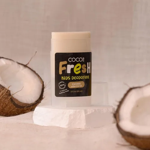 Vista 5 de CoCo Me Desodorante para niños sin aluminio con aroma a coco, desodorante orgánico y natural para niños, niños y niñas, desodorante hidratante suave