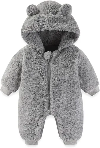 Vista 10 de AiWMGL Traje de oso para bebé recién nacido, traje de forro polar con capucha para invierno Azul