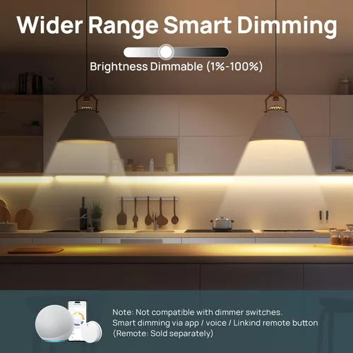 Vista 5 de Linkind Matter - Bombilla inteligente, bombillas de luz blanca suave a luz diurna sintonizables, bombillas inteligentes funcionan con Apple Home