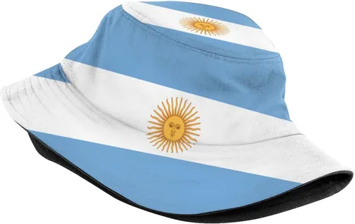 Vista 2 de Divertidos sombreros de pescador de bandera argentina con bandera argentina plegable, gorra de sol de pesca, sombreros de pescador de verano