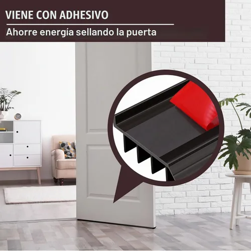 Vista 5 de 2 unidades de 3 pies de base de puerta de vinilo con cinta adhesiva autoajustable, tira de agua debajo de la base de la puerta con tapa para goteo