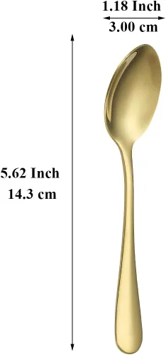 Vista 2 de Evanda 12 cucharaditas doradas, acero inoxidable chapado en titanio dorado, cuchara de té de 5.5 in, cubiertos para té, café, pasteles, postres