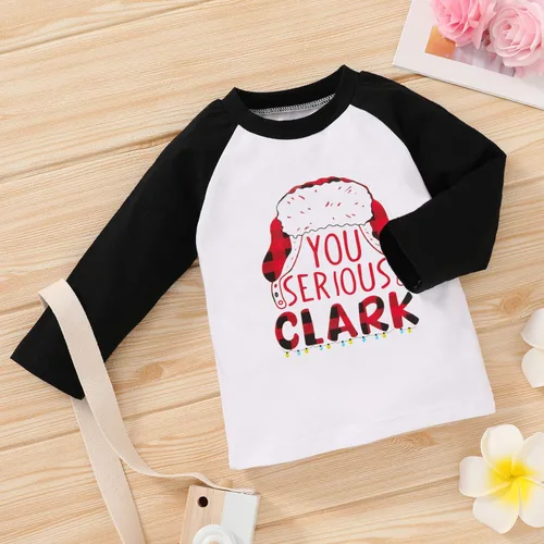 Vista 3 de JEELLIGULAR Camiseta de Navidad para niños y niñas, camiseta de manga larga con estampado de letras para bebés, ropa de festival de 6 meses a 5 años