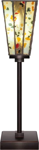 Vista 16 de Toltec Lighting Luna Accent - Lámpara de mesa, acabado de granito oscuro, cristal cuadrado de burbujas ahumadas de 3.5 pulgadas