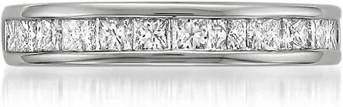 Vista 3 de Anillo de boda de diamante de talla princesa platino (1 cttw, G-H, VS2), Platino, Diamante blanco