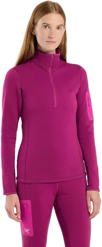 Vista 2 de Arc'teryx Rho - Cuello pesado con cremallera para mujer, capa base de forro polar elástico Polartec cálido