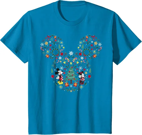 Vista 7 de Disney Mickey y Minnie Mashup Navideño Camiseta de Manga Corta Negro
