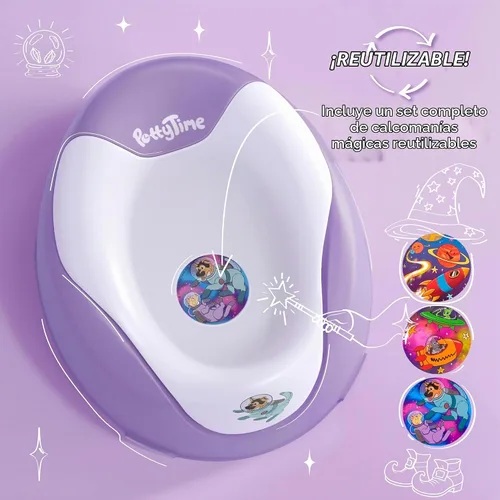 Vista 4 de Potty Watch Inventor - Asiento de inodoro fácil y divertido con 6 calcomanías mágicas reutilizables que cambian de color - Calcomanías fáciles