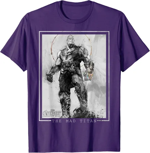 Vista 54 de Marvel Avengers Infinity War Thanos Sketch Graphic Camiseta Negro