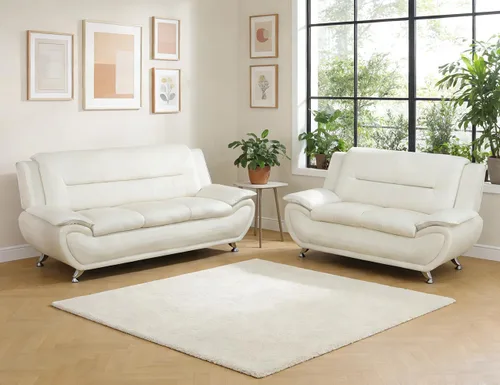 Vista 60 de Sofá modular de cuero, juego de muebles de sala de estar, 3 piezas, moderno, para sala de estar, apartamento, oficina, dormitorio, color blanco