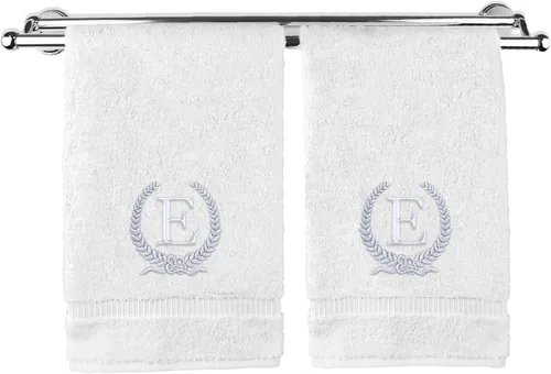 Vista 10 de Toalla de mano con monograma, regalo personalizado, 16 x 30 pulgadas, letra blanca bordada con diseño de corona en toalla negra, extra absorbente
