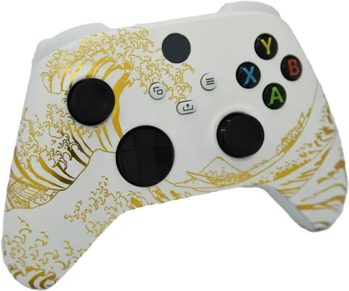 Vista 2 de Hand Airbrushed Fade Custom Controller Compatible with Xbox Series XS & Xbox One (Series XS Gold Wave)