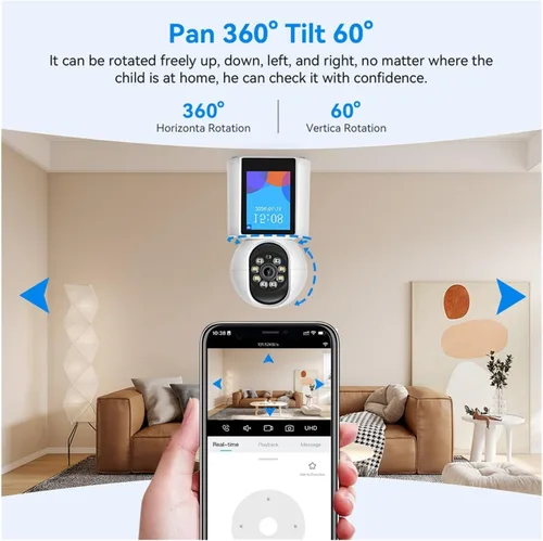 Vista 4 de Cámara PTZ WiFi de 3 MP con pantalla de visualización de 2.8 pulgadas, audio bidireccional y videollamada con un clic, cámara de seguridad EU Enchufe