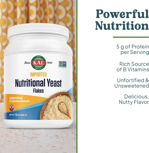 Vista 3 de KAL Copos de levadura nutricional importados, copos finos sin fortificar y sin azúcar, fuente 100% natural de aminoácidos y vitaminas B, gran sabor