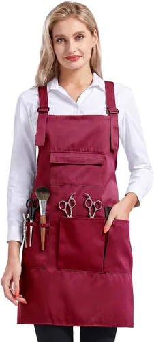 Vista 10 de Nanxson Delantal ajustable para mujer, delantal de trabajo profesional con bolsillos para herramientas CF3010 Negro