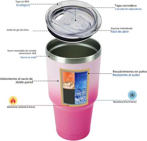 Vista 3 de BJPKPK Vaso de 30 onzas con tapa y pajilla, taza de café de viaje, flor de cerezo A-Cherry Blossom-30oz