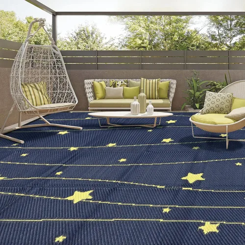 Vista 8 de Boulder Bee Alfombras para exteriores Alfombra de paja de plástico Alfombras impermeables para acampar al aire libre Alfombra de picnic de Azul