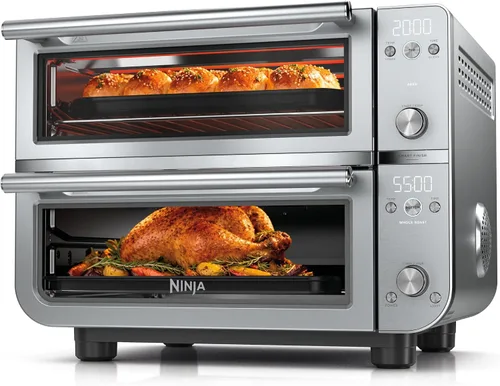 Vista 10 de Ninja Double Oven Pro Smart XL - Horno de encimera y freidora de aire Capacidad de 30.2 cuartos de galón 12 en 1 con acabado inteligente