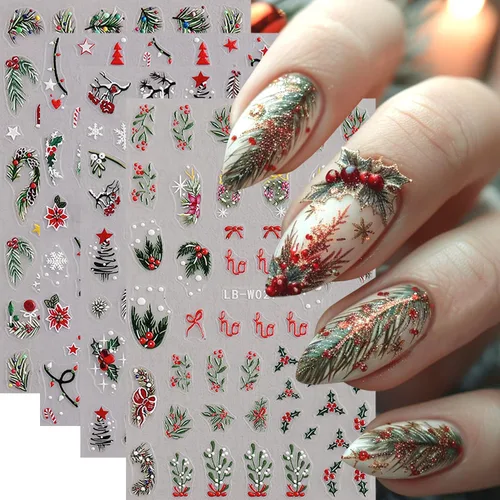 Vista 18 de 30 hojas de calcomanías de uñas para el día de San Valentín, diseño de flores, corazón, pastel de frutas, serie de labios rojos, suministros de arte
