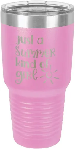 Vista 10 de JUST A SUMMER KIND OF GIRL Vaso de 30 oz con pajita y tapa superior deslizante Taza de viaje de acero inoxidable Comparar con Yeti Rambler