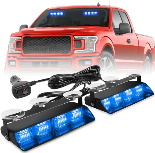 Vista 14 de HLauto 2002L Luces estroboscópicas de emergencia para salpicadero: luces de seguridad ámbar, luces de advertencia intermitentes para parabrisas