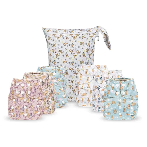 Vista 11 de Simple Being Pañales de tela reutilizables, doble refuerzo, talla única, lavables, suaves, absorbentes, impermeables, ecológicas, unisex, para bebé
