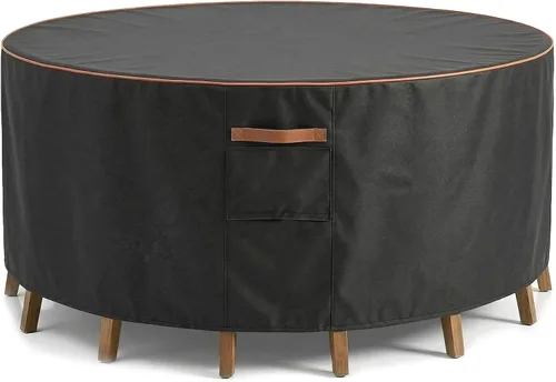 Vista 10 de Cubierta impermeable para muebles de exterior, juego de mesa y silla rectangular de 600D resistente de 64 pulgadas de ancho x 52 pulgadas de largo x