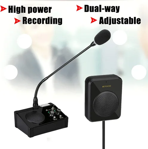 Vista 4 de Retekess TW106 Intercomunicador de ventana, sistema de intercomunicación para empresas para negocios, escuela, hospital, tienda, altavoz, soporte