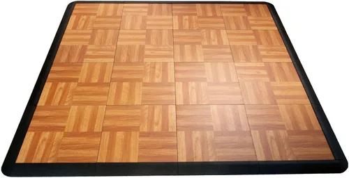 Vista 10 de Big Floors 3X3DKMAPLEFLOOR Kit de piso de baile modular entrelazado de plástico liviano (3' x 3'), roble oscuro, 21 piezas