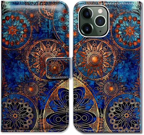 Vista 22 de Bcov Funda para iPhone 11 Pro Max, diseño de pájaro negro y verde con tapa de cuero con ranura para tarjeta de crédito, soporte para tarjeta