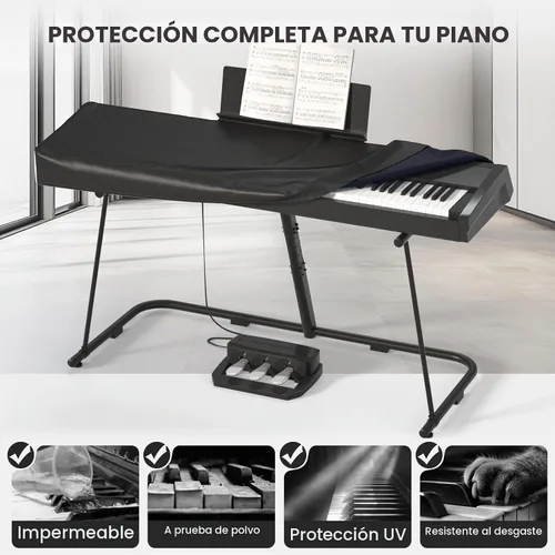 Vista 3 de Cubierta antipolvo para teclado de piano eléctrico de 61/88 teclas - Impermeable, a prueba de polvo, resistente a los arañazos, ajuste ajustable