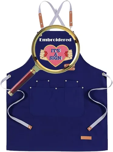 Vista 13 de Delantal de chef personalizado con espalda cruzada con correas ajustables, lona bordada e impresión Beigeapron (bordado)